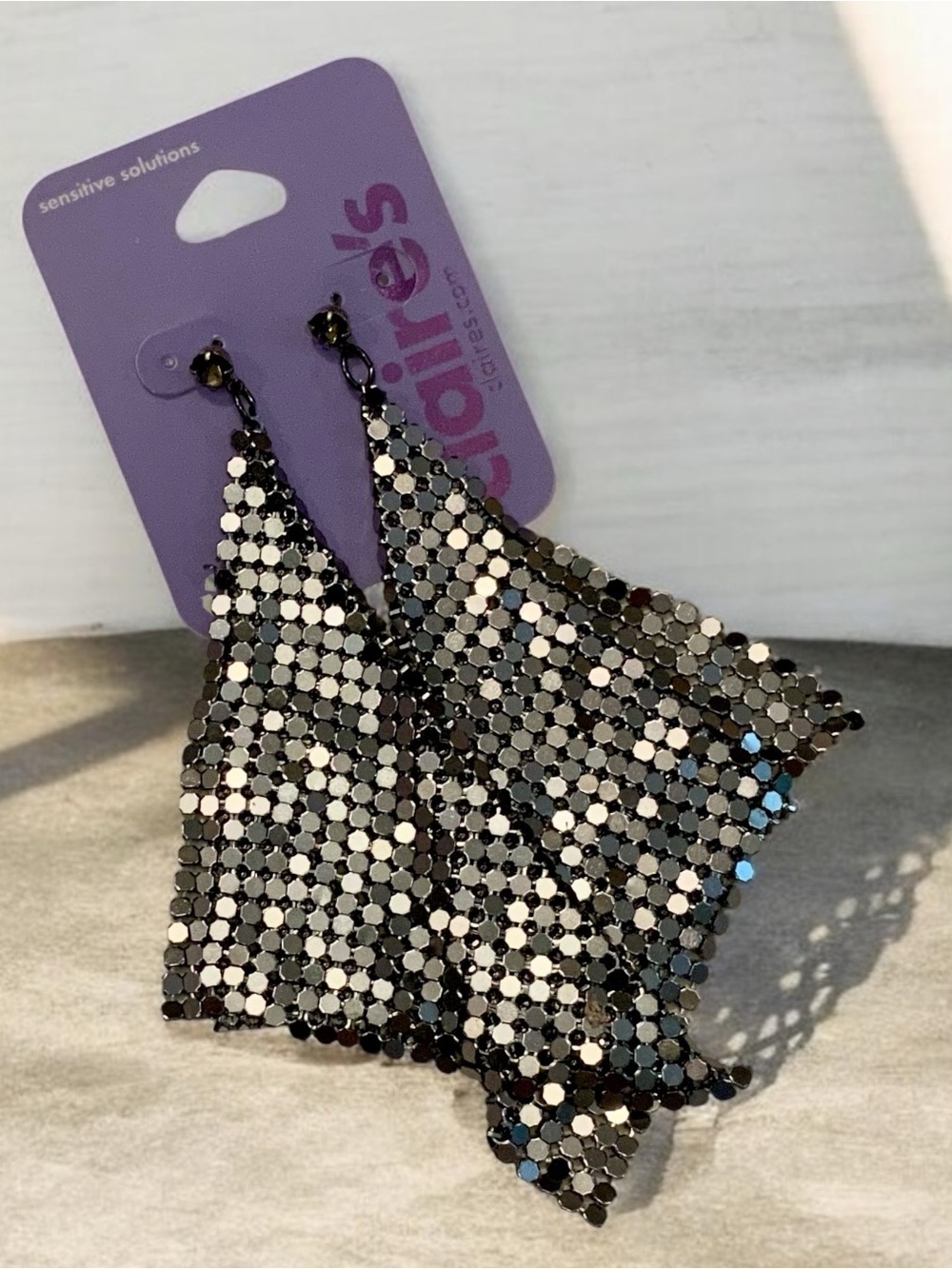 Claire's Silver-Tone Chain Mesh Dangle Earrings